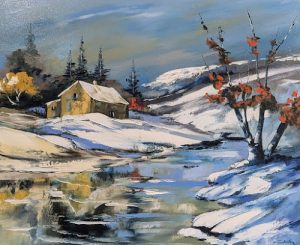 Hiver sur le plateau ardechois-huile au couteau55-46