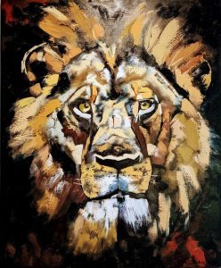 Sa majesté le roi lion-huile au couteau-73-60