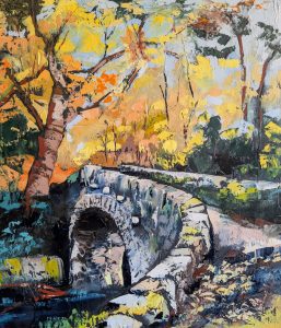 le vieux pont en ardeche-huile au couteau-55-46