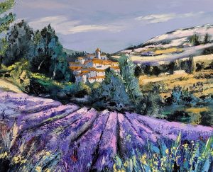 balade dans les lavandes en drôme provençale huile au couteau 65/54